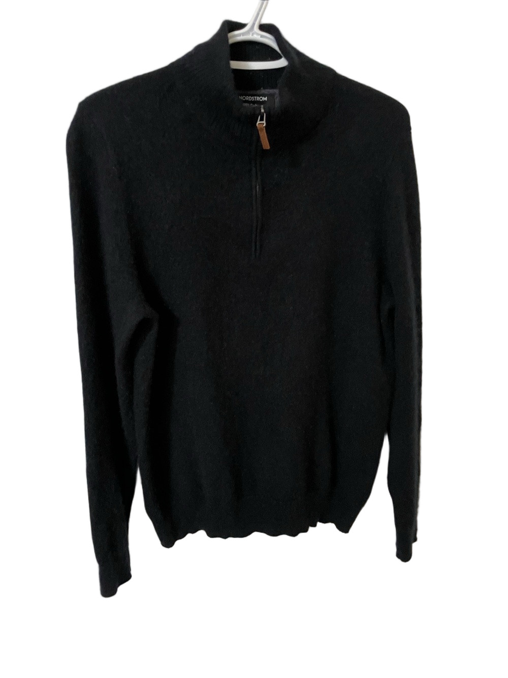 Nordstrom Black Cashmere Quarter-Zip Sweater Size Large
